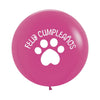 GLOBO LATEX REDONDO 2 CARAS FELIZ CUMPLEAÑOS HUELLITAS FASHION FUCSIA