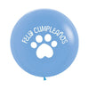 GLOBO LATEX REDONDO 2 CARAS FELIZ CUMPLEAÑOS HUELLITAS FASHION AZUL